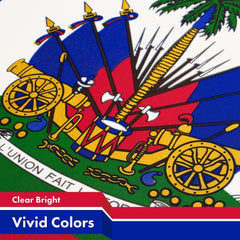 G128 Haiti Haitian Flag  3x5 Ft  Printed 150D Polyester  Indoor/Outdoor, Vibrant Colors, Brass Grommets, Quality Polyester, Much Thicker More Durable Than 100D 75D Polyester