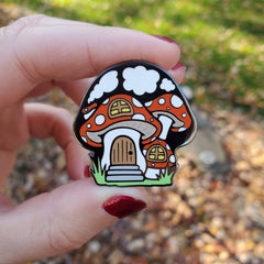 Mushroom House Enamel Pin