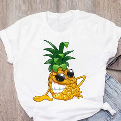 Graphic Watermelon Pineapple Print Women's T-Shirt