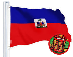 G128 Haiti Haitian Flag  2x3 Ft  StormFlyer Series Embroidered 220GSM Spun Polyester  Country Flag, Embroidered Design, Indoor/Outdoor, Brass Grommets, Heavy Duty, All Weather