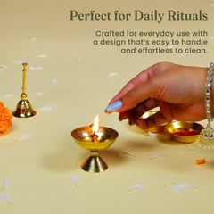 Handcrafted Paro Pyali 2.2 Inch Brass Diya for Pooja Premium Brass Gold Finish Oil Diya Lamp for Home Temple & Festivals Rust Resistant Diwali Puja Decorations for Home