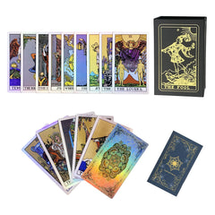 SUNHHX Tarot Cards 78 Surface Laser Tarot Cards PVC Waterproof Tarot with Guidebook Set for Beginners and Experts Readers