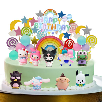 42 Pcs Cute Anime Cake Topper Educatgame Kawaii Anime Cake Decorations Figures Set Great for Theme Birthday Party Decoration Supplies