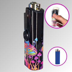 FLKR LYTR® Fidget Spinner Lighter Case "Big Mushroom Garden" for Bic® Lighter Case - $11.99