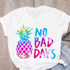 Graphic Watermelon Pineapple Print Women's T-Shirt