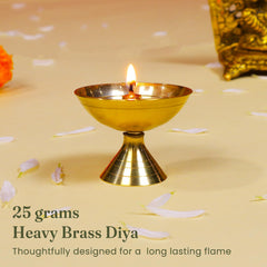 Handcrafted Paro Pyali 2.2 Inch Brass Diya for Pooja Premium Brass Gold Finish Oil Diya Lamp for Home Temple & Festivals Rust Resistant Diwali Puja Decorations for Home