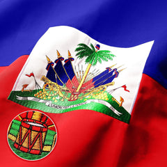 G128 Haiti Haitian Flag  2.5x4 Ft  StormFlyer Series Embroidered 220GSM Spun Polyester  Country Flag, Embroidered Design, Indoor/Outdoor, Brass Grommets, Heavy Duty, All Weather