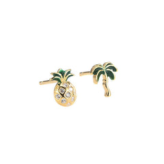 S925 Silver Korean Style Asymmetric Pineapple Earrings