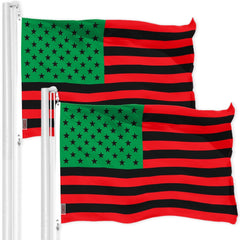 G128 2 Pack: Afro American Black Liberation BLM Flag  3x5 Ft  LiteWeave Pro Series Printed 150D Poly  Indoor/Outdoor, Vibrant Color, Brass Grommets, Thicker and More Durable Than 100D Polyester