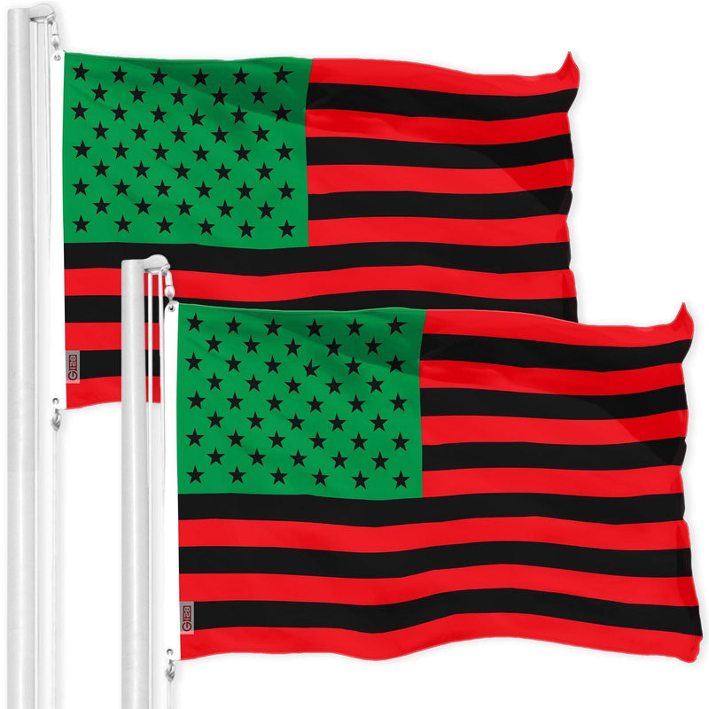 G128 2 Pack: Afro American Black Liberation BLM Flag  3x5 Ft  LiteWeave Pro Series Printed 150D Poly  Indoor/Outdoor, Vibrant Color, Brass Grommets, Thicker and More Durable Than 100D Polyester