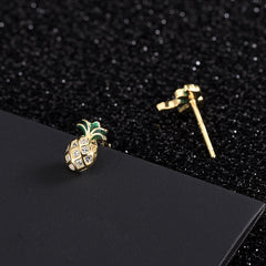 S925 Silver Korean Style Asymmetric Pineapple Earrings