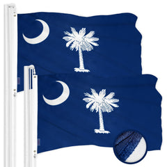 G128 2 Pack: South Carolina SC State Flag  2x3 Ft  ToughWeave Series Embroidered 300D Polyester  Embroidered Design, Indoor/Outdoor, Brass Grommets