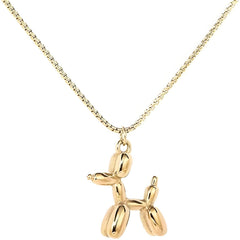 LPYO Balloon Dog Pendant Necklace for Women Unique Design Charm 3D Cute Stainless Steel Cartoon Animal necklace Hiphop Vintage Cute Puppy Choker Necklaces Party Jewelry Gifts (gold)