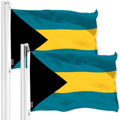 G128 2 Pack: Bahamas Bahamian Flag  3x5 Ft  LiteWeave Pro Series Printed 150D Polyester  Country Flag, Indoor/Outdoor, Vibrant Colors, Brass Grommets, Thicker and More Durable Than 100D 75D Polyester