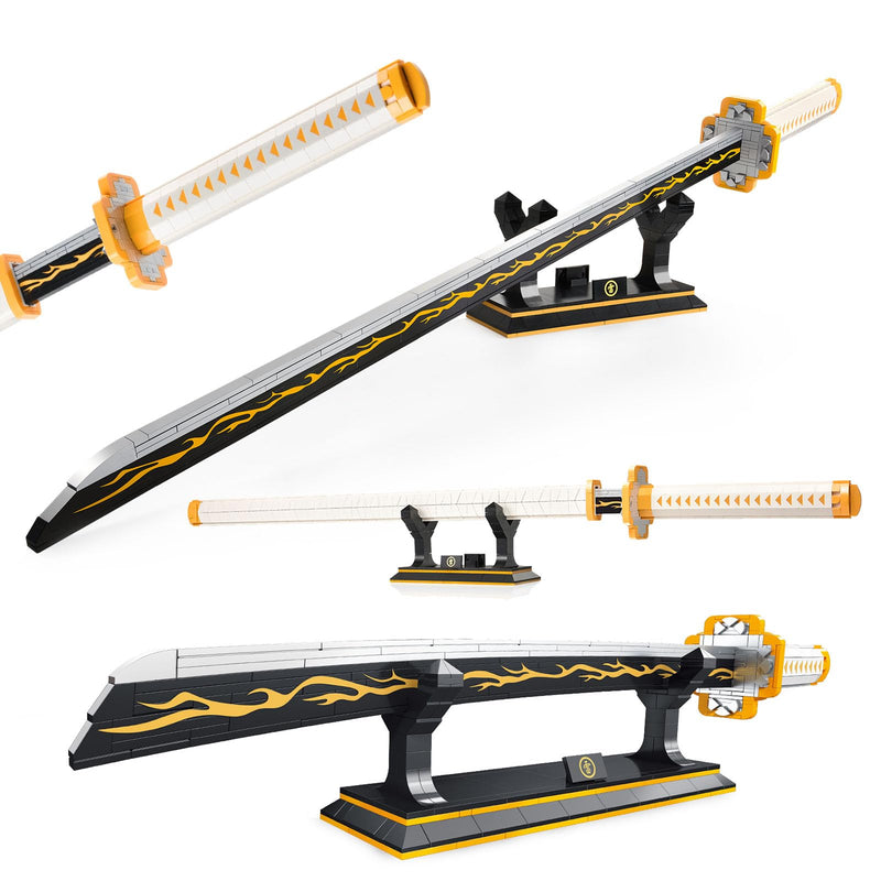 SATHIBI Zenitsu Anime Swords Building Set38.8in Cosplay Anime Samurai Sword Building Block with Scabbard and Stand Model Kits ToyCreative Gifts for Adults and Kids Ages 8+ (956 PCS)