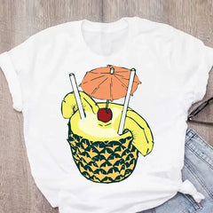 Graphic Watermelon Pineapple Print Women's T-Shirt
