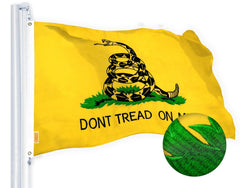 G128 Dont Tread on Me (Gadsden) Flag  2x3 feet  Heavy Duty Spun Polyester 220GSM Embroidered, Tough, Durable, Indoor/Outdoor, Vibrant Colors, Brass Grommets