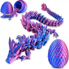 11.81 inch 3D Printed Pineapple Dragon Egg with Articulated Dragon Inside，Crystal Dragon Fidget Toy Home Decor (Laser Purple)