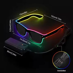 Glow in the Dark Multi-Color LED EL Wire Light-Up Glasses
