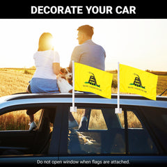 G128 2 Pack: Gadsden Don't Tread On Me Car Flag  11x17 In  Double LiteWeave Pro Series Double Sided Printed 150D Polyester  Flagpole Included  Perfect for Festival Celebrations, Parades