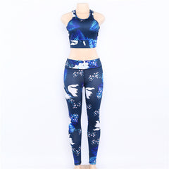 Women's Floral Print Yoga Set - Bra & Leggings Outfit