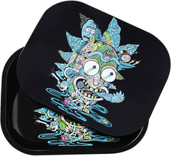 Small Metal Trays with PVC Soft Magnetic Lid Metal Tray with Lid Cover Small Cute Decorative Tray Ideal Storage for Home or on The Go 7" x 5.5" (Black)