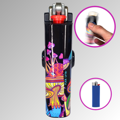 FLKR LYTR® Fidget Spinner Lighter Case "Big Mushroom Garden" for Bic® Lighter Case - $11.99
