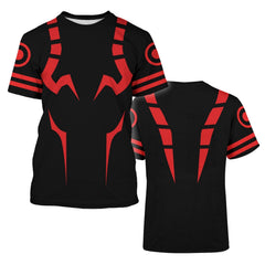 BJI Anime Cosplay Shirt Unisex Costume Short Sleeve 3D Printed Novelty Tee Red