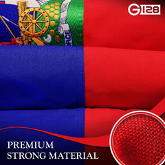 G128 Haiti Haitian Flag  2.5x4 Ft  StormFlyer Series Embroidered 220GSM Spun Polyester  Country Flag, Embroidered Design, Indoor/Outdoor, Brass Grommets, Heavy Duty, All Weather