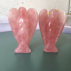 3-Inch Natural Rose Quartz Angel Figurine