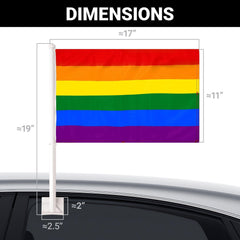 G128 2 Pack: LGBT Rainbow Pride Car Flag  11x17 In  Double LiteWeave Pro Series Double Sided Printed 150D Polyester  Flagpole Included  Perfect for Festival Celebrations, Parades