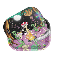 ZZZs Rolling Tray with Magnetic Cover Thick & Durable Metal Spill Proof Cover Decorative Tray Perfect for Home & On-The-Go 5"x7" (Intergalactic Trip)