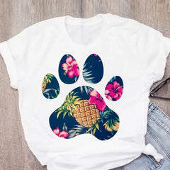 Graphic Watermelon Pineapple Print Women's T-Shirt