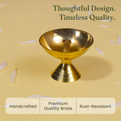Handcrafted Paro Pyali 2.2 Inch Brass Diya for Pooja Premium Brass Gold Finish Oil Diya Lamp for Home Temple & Festivals Rust Resistant Diwali Puja Decorations for Home
