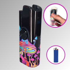 FLKR LYTR® Fidget Spinner Lighter Case "Big Mushroom Garden" for Bic® Lighter Case - $11.99