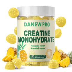 DANEW PRO Creatine Monohydrate Gummies 5000mg for Men & Women Creatine Monohydrate for Muscle Strength Muscle Builder Energy Boost Pre-Workout Supplement(120 Count)-Pineapple Flavor