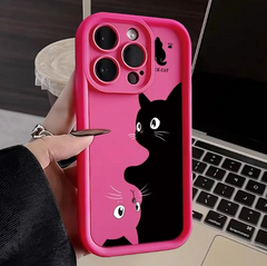 Yin Yang Black and White Cat Silicone Phone Case