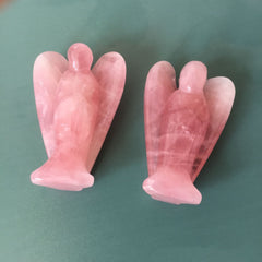 3-Inch Natural Rose Quartz Angel Figurine
