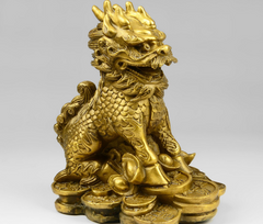 Brass Feng Shui Qilin Decorative Furniture Piece