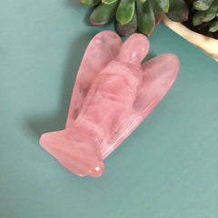 3-Inch Natural Rose Quartz Angel Figurine