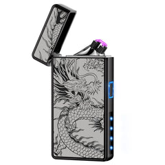 Electric Lighter USB Rechargeable Plasma Arc Lighter Windproof Flameless Butane Free Mini Lighter for Candles Fireworks Outdoor Camping Activities (Black Dragon)