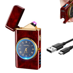 COMANYI Electric Lighter Rechargeable USB Lighter Dual Arc Plasma Lighter Windproof Cool Candle Lighter with LED Battery Indicator for Candles Fireworks Incense (Woodgrain)