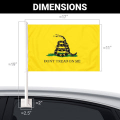 G128 2 Pack: Gadsden Don't Tread On Me Car Flag  11x17 In  Double LiteWeave Pro Series Double Sided Printed 150D Polyester  Flagpole Included  Perfect for Festival Celebrations, Parades