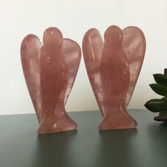 3-Inch Natural Rose Quartz Angel Figurine