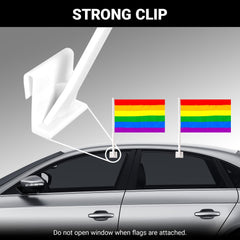 G128 2 Pack: LGBT Rainbow Pride Car Flag  11x17 In  Double LiteWeave Pro Series Double Sided Printed 150D Polyester  Flagpole Included  Perfect for Festival Celebrations, Parades