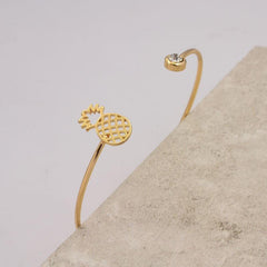 Pineapple Sparkling Open Cuff Bracelet for Girls