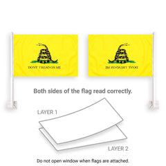 G128 2 Pack: Gadsden Don't Tread On Me Car Flag  11x17 In  Double LiteWeave Pro Series Double Sided Printed 150D Polyester  Flagpole Included  Perfect for Festival Celebrations, Parades