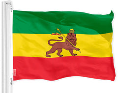 G128 Ethiopia Lion Flag  3x5 feet  Printed 150D, Indoor/Outdoor, Vibrant Colors, Brass Grommets, Quality Polyester, Much Thicker More Durable Than 100D 75D Polyester