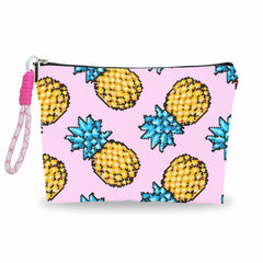 luixd Pink Make Up Bag Cosmetic Bag With Hand Strap- Pixel Pineapple - Lined Toiletry Bag For Woman - Travel Pouch Organizer With Zipper Women Essentials & Accessories - A11