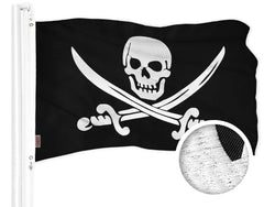 G128 Pirate Jolly Roger Swords Flag  20x30 In  ToughWeave Series Embroidered 300D Polyester  Novelty Flag, Embroidered Design, Indoor/Outdoor, Brass Grommets